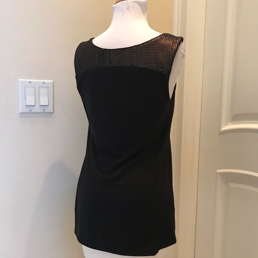 Narciso Rodriguez  bronze sequined  black knit top - Picture 3 of 4